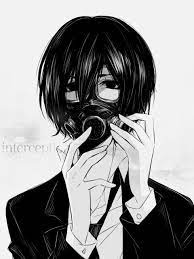 Monochrome Anime Boy With A Gas Mask Anime Boy Anime Drawings Boy Anime Guys Shirtless