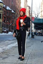 Red In New York Negin Mirsalehi Casual Winter Outfits Winter Outfits Winter Hat Outfit