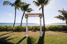 Hawaii Wedding Ocean Gardens Paradise Cove At Ko Olina Wedding Ceremony Wedding Flowers Wedding Arch Flowe Wedding Arch Flowers Arch Flowers Ocean Garden