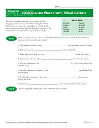 High School Spelling List 26 Consonants Words With Silent Letters