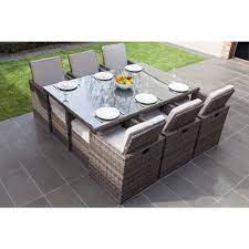 Merax patio dining sets, outdoor conversation set all weather wicker rattan sectional sofa dining table chairs set with 2 ottoman (grey cushion) 4.7 out of 5 stars 12 $849.99 $ 849. Direct Wicker Malta Variegated Brown 11 Piece Wicker Outdoor Dining Set With Beige Cushions Pad 3234 The Home Depot Outdoor Dining Set Wicker Dining Set Wicker Dining Tables