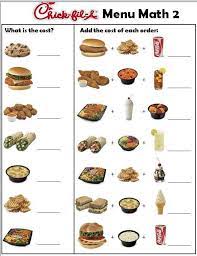 In this restaurant math worksheet, 6th graders solve and complete 5 different types of word problems. Restaurant Menu Math Worksheets Template Library