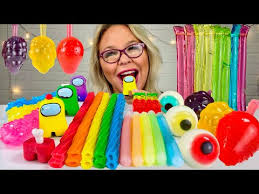 (free diamond) jelly and friends. Asmr Rainbow Gummy Candy Among Us Pop Rocks Tik Tok Jelly Fruit Mukbang ë¨¹ë°© æœæ²¹
