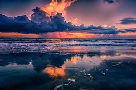 Fire And Rain Beautiful Sky Watercolor Landscape Beautiful Nature