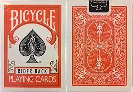 Place the rest of the cards face down in the center of the table, then turn the first card up and place it beside the facedown pile. Amazon Com Bicycle Orange Rider Back Playing Cards Poker Size Deck Uspcc Toys Games
