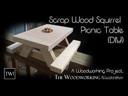 Scrap Wood Squirrel Picnic Table Diy Youtube In 2020 Diy Picnic Table Picnic Table Diy Table
