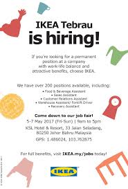 Ptb 18317 & 18322, jalan trus, 80000 johor bahru. Ikea Tebrau Offers Over 200 Retail Assistant Positions At The Ikea Job Fair This Coming May 5 7 2017 Johor Now