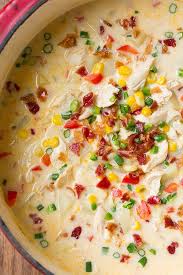 In a large pot saute your pork sausage, green onion , cilantro, and then add your chicken broth, cream of corn,cream of chicken, fresh corn shrimp. Creamy Chicken And Corn Chowder Cooking Classy