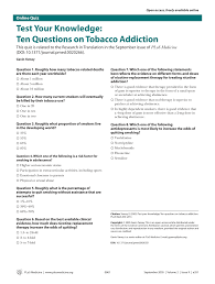 Feb 25, 2021 · a comprehensive database of more than 14 tobacco quizzes online, test your knowledge with tobacco quiz questions. Pdf Test Your Knowledge Ten Questions On Tobacco Addiction