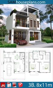 All our 2 storey home designs can be easily modified. House Plans 8x11m With 3 Bedrooms Sam House Plans Affordable House Plans 2 Storey House Design Modern House Floor Plans