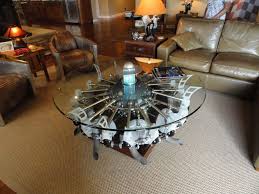 Hmmm Radial Engine Coffee Table And Don T Miss The Table Lamp Looks Cozy But Concrete Floor And Dark Walls Would Not H Engine Coffee Table Coffee Table Table