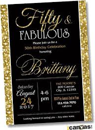 50th Birthday Black And Gold Invitations 50th Birthday Invitation Fifty And Fabulous Golden 50 Gold Glitter Glam Birthday Inv 40th Birthday Invitations Birthday Invitations Birthday Invitations Diy