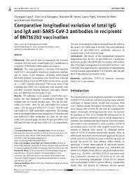 PDF) Comparative longitudinal variation of total IgG and IgA  anti-SARS-CoV-2 antibodies in recipients of BNT162b2 vaccination