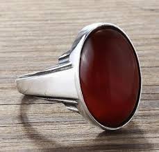 Agate Men S Ring In Sterling Silver With Natural Red Gemstone Rings For Men Red Gemstones Gemstones