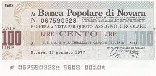 La banca popolare di roma s.p.a è stata un istituto di credito, con sede in via bissolati 40 a roma. Banknote Italy 100 Lires Banca Popolare Di Novara 17 01 1977 Unc