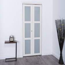 Reliabilt 30 In X 80 In Off White Frosted Glass Closet Door Eu3080bwfge030080 Rona Glass Closet Bifold Closet Doors Glass Closet Doors