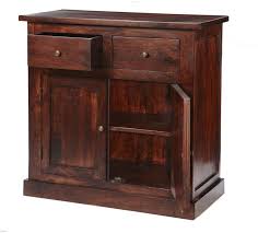 This drawer has a single brass knob. Maharani Dark Wood Sideboard 2 Drawers Sideboards Display Cabinets