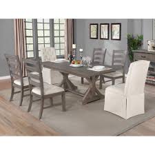 Subrtex stretchable universal dining room chair covers slipcovers with skirt jacquard parsons chair slipcovers removable washable cratone chair slipcovers for dining room seat covers pleated skirt pendulum elasticity hotel restaurant wedding banquet decor supplies 1piece (grey). Best Quality Furniture Rustic Grey Dining Set W Skirted Side Chairs Overstock 32276636