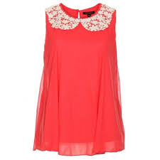 Crochet Peter Pan Collar Top Red 40 Found On Polyvore Chiffon Tank Tops Red Chiffon Shirt Collar Top