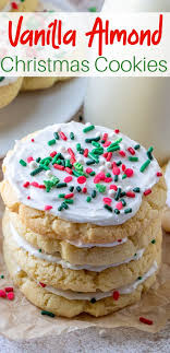 The Best Vanilla Almond Frosted Sugar Cookies Recipe Recipe In 2020 Cookies Recipes Christmas Christmas Recipes Easy Holiday Baking Recipes