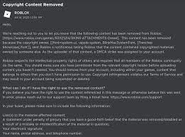 À tout moment, où que vous soyez, sur tous vos appareils. Bakonbot On Twitter Roblox Has Sent Me A Message Telling Me To Remove Copyrighted Content From My Account And To Contact Support If I Believe That I Do Have The Rights To