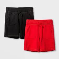 High waist, covered, elasticized waistband, and narrow ribbing at hems. Toddler Boys 2pk Adaptive Knit Pull On Shorts Cat Jack Black Red Target