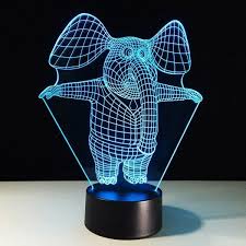 3d Visual 7 Color Change Elephant Shape Touching Led Night Light 14 Liked On Polyvore Featuring Home Lighting Elephant Night Light Led Night Light Lamp