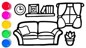 Drawing games for kids : How To Draw Living Room Easy Simple Drawing For Kids Coloring Pages Hello Color Youtube