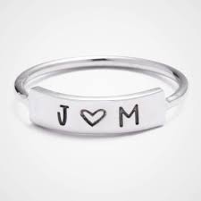 All of our jewelry is created by a master wax carver, then each piece is molded and cast using the lost wax method. Amazon Com Graceful Rings Gix Minimalist Engraved Initials Rings With Letters J M C K B S On Them For Couples Handmade