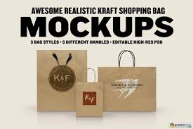 Download Realistic Kraft Shopping Bag Mockups Free Download Vector Stock Image Photoshop Icon