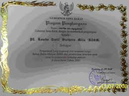 Maybe you would like to learn more about one of these? Piagam Penghargaan Gubernur Jawa Barat Media Pemersatu Keluarga Besar Pt Ktsm