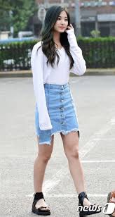 Jung Chaeyeon Denim Skirt Denim Skirt Denim Skirt Outfits Korean Fashion