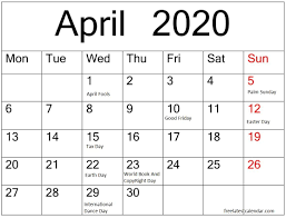 April 2020 Public Holidays Calendar In 2020 Federal Holiday Calendar Holiday Calendar Calendar For April