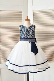 Original Black And Blue White And Gold Dress Navy Blue Gold Lace Ivory Tulle Wedding Flower Girl Dress Vestido Florista Vestidos Infantis Vestido Daminha De Honra