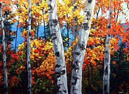 Birch Trees In Fall Paintings Acrylic Birch Tree Paintings Autumn Vibrance Birch Tree Art And Aspen Paintings By Jennifer Birch Tree Art Tree Art Birch Tree Painting