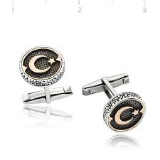 Gumus Oksitli Ay Yildiz Kol Dugmesi Kol Dugmesi Gms Cufflinks Accessories Cuff