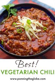 My Favorite Vegetarian Chili Recipe I Panning The Globe Recipe In 2020 Vegetarian Chili Vegetarian Chili Recipe Veggie Chili