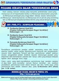 Senarai tugas pembantu awam gred h11 spa beserta tangga gaji. Jawatan Kosong Di Suruhanjaya Perkhidmatan Awam Malaysia Spa 47 Kekosongan Tetap Jobcari Com Jawatan Kosong Terkini
