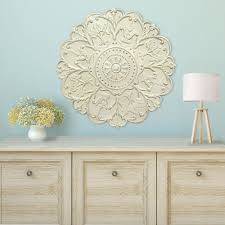 Stratton Home Decor Shabby White Medallion Wall Decor S03354 The Home Depot Medallion Wall Decor Medallion Wall Art Stratton Home Decor