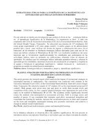 El papel fundamental que tiene el nivel inicial es recuperar los conocimientos numéricos, espaciales, sobre las formas y las medidas que construyen los niños en su ambiente familiar para extenderlos,. Pdf Estrategias Ludicas Para La Ensenanza De La Matematica En Estudiantes Que Inician Estudios Superiores