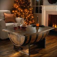 Love This Half Barrel Table It Would Be Perfect For A Basement Bar Or A Coffee Table In A Country Theme Barrel Coffee Table Barrel Table Wine Barrel Furniture