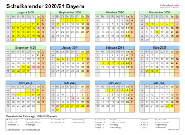 Kalender 2021 mit kalenderwochen und den schulferien und feiertagen von bayern. Schulkalender 2020 2021 Bayern Fur Pdf