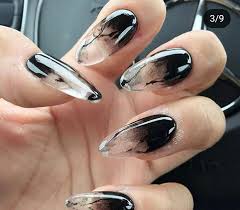Amazing Black Smoke Nails With Images Paznokcie Zelowe Wzory