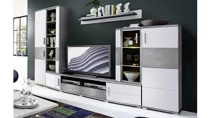 Wohnwand kaufen sie günstig auf wohnen.de ⭐ kostenloser versand & retoure ✅ große auswahl ⭐ kauf auf rechnung und raten. Wohnwand Jam Anbauwand In Weiss Hochglanz Und Betonoptik Mit Led