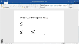 The symbol for a less than or equal to is ≥. How To Type Less Than Or Equal To Symbol In Word Youtube