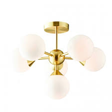 Search for pendant light white. Oscar 6 Semi Flush Multi Pendant Light Gold Gloss Glass Globes