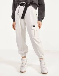 Bershka Black Cargo Pants With Chain Pin On Wardrobe