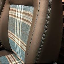 Happy Frenchseamfriday Check Out This Vw Seat Wrapped In Black Leather With Blue Plaid Inserts An Custom Car Interior Automotive Upholstery Vw Bug Interior