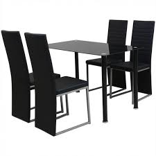 Dining Table Chairs Set Of 5 Black Tempered Glass Stand Kitchen Recliner Seats Dining Table Chairs Black Dining Table Set Black Dining Set