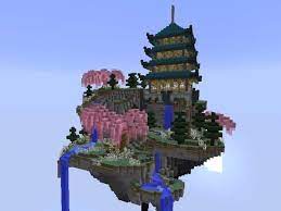 My savanna sorcerer's tower on a floating island connected to the mountain through a hanging. Weekend Challenge Entry Sakura Island Minecraft Amino